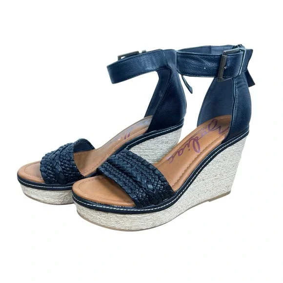 Zodiac Women's Sabeen Wedge Espadrille Sandal Woven Black Ankle Strap Size 8 - Picture 1 of 8